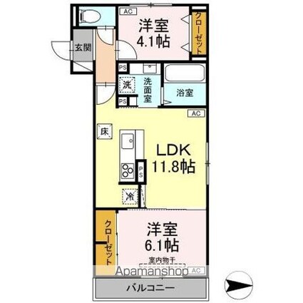 ボヌール　Ｔ[2LDK/52.88m2]の間取図