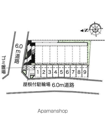 レオパレス９街区[1K/23.18m2]の配置図