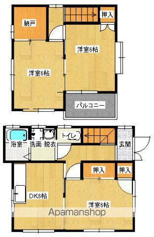 福塩線 備後本庄駅 徒歩15分 2階建 築25年の間取り写真