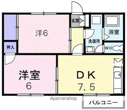 サニーヒルＡ[2DK/46.84m2]の間取図