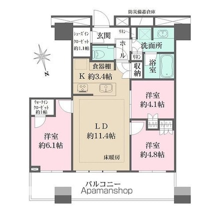 ＷＯＲＬＤ　ＴＯＷＥＲ　ＲＥＳＩＤＥＮＣＥ[3LDK/67.83m2]の間取図