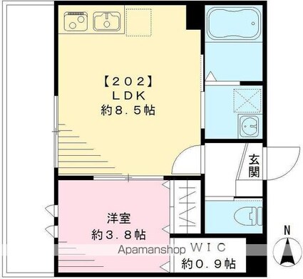 Ｙ・Ｒ　Ｍｏｏｎ　ワイアールムーン[1LDK/30.91m2]の間取図