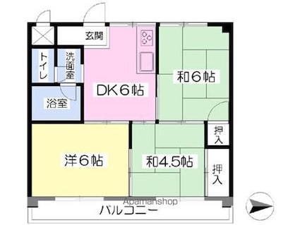越智タウンハイツ[3DK/46.36m2]の間取図