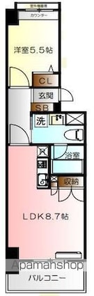 コスモシティ横浜石川町[1LDK/32.7m2]の間取図