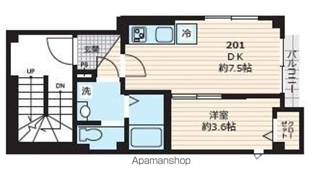 ポルト　ボヌール 201号室 ｜ 東京都渋谷区本町４丁目50-11（賃貸マンション1DK・2階・27.88㎡） その2