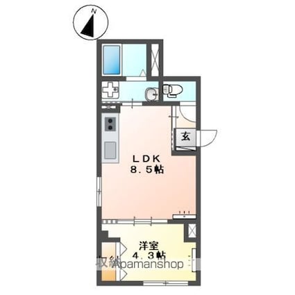 国分寺市マンション[1LDK/32.07m2]の間取図