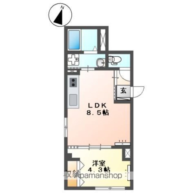 国分寺市マンション[1LDK/32.07m2]の間取図