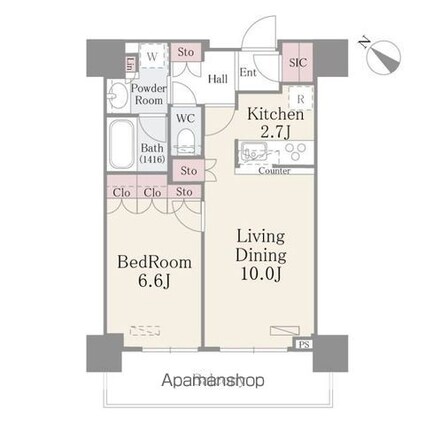 ルミレイス豊洲[1LDK/46.37m2]の間取図