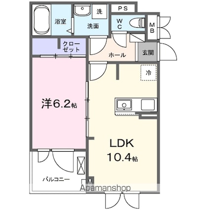 Ｗｅｓｔ　Ｒｉｖｅｒ　Ⅱ[1LDK/40.14m2]の間取図