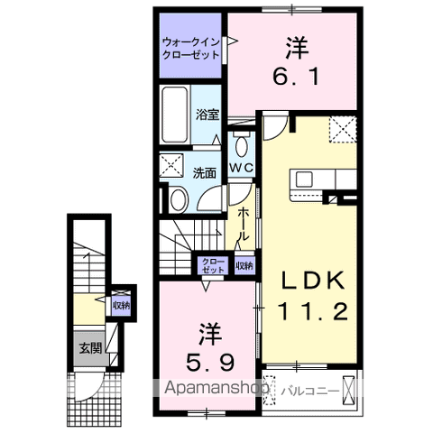 東伯郡湯梨浜町 2階建 築6年の間取り写真
