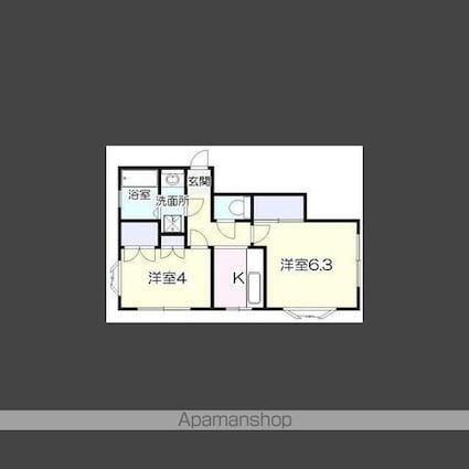 八木山ベルズイン[2K/30m2]の間取図
