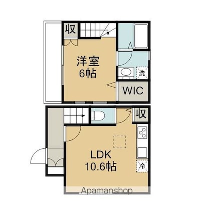 東京都中野区大和町２丁目[1LDK/44.72m2]の間取図
