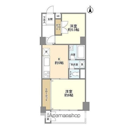三軒茶屋サンハイツ[2K/38.85m2]の間取図