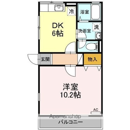ドエルカルミア　Ｂ[1DK/37.75m2]の間取図