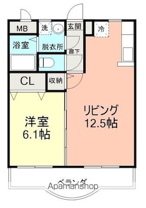 メゾンシャルマン[1LDK/42.89m2]の間取図