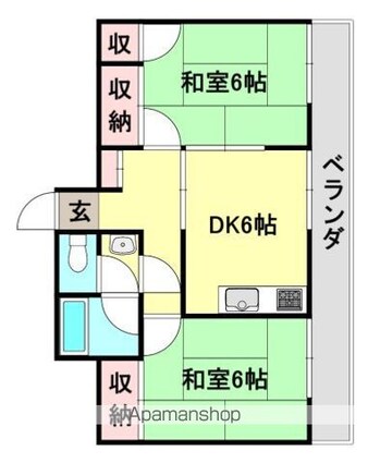 コムメイトマンション[2DK/42m2]の間取図