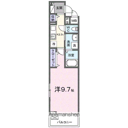 ヒカルサ甲府国母　ウエスト[1K/31.21m2]の間取図