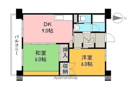 インペリアル西本Ⅱ[2DK/47.79m2]の間取図