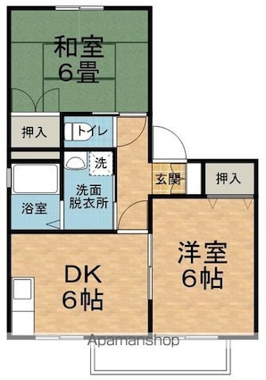 セジュール上條[2DK/41.66m2]の間取図