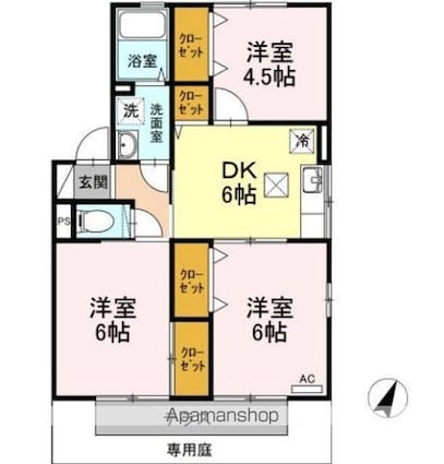 クレセント女池　Ｂ[3DK/53.76m2]の間取図
