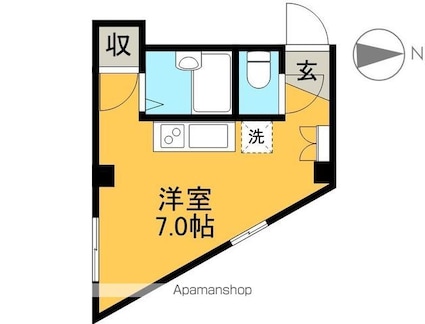 トライアングル筆山[1R/18.4m2]の間取図