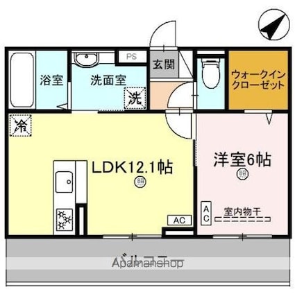 Ｆａｒｏｕｃｈｅ（ファルーシュ）[1LDK/45.04m2]の間取図