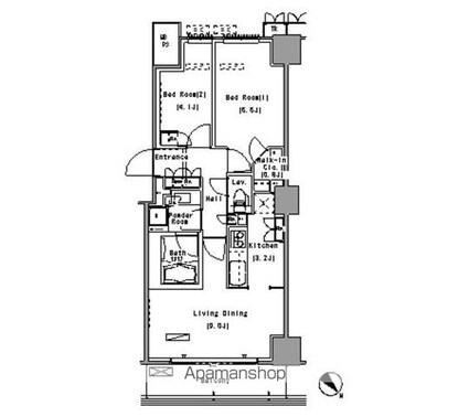 パークアクシス豊洲[2LDK/53.53m2]の間取図
