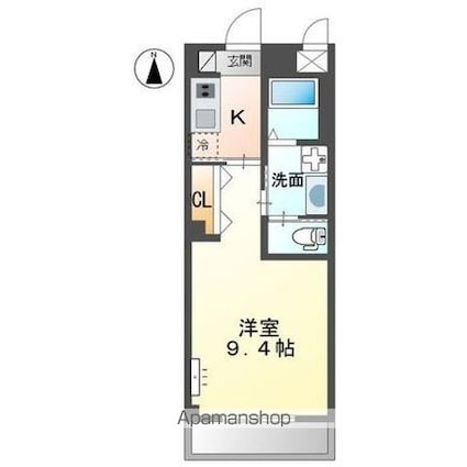 ラティール．Ⅴ　[1K/30.6m2]の間取図
