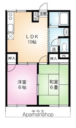 ビレッジグリーンヒル[2LDK/44.7m2]の間取図