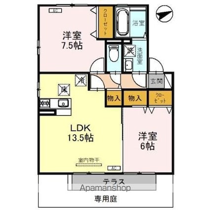 リビングタウン湖都ヶ丘ＩＩ　Ａ棟[2LDK/62.06m2]の間取図