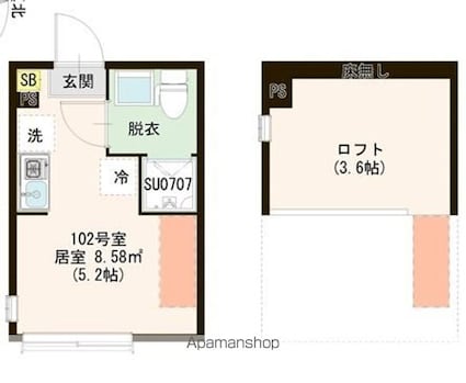 東京都練馬区上石神井２丁目[1R/12.18m2]の間取図