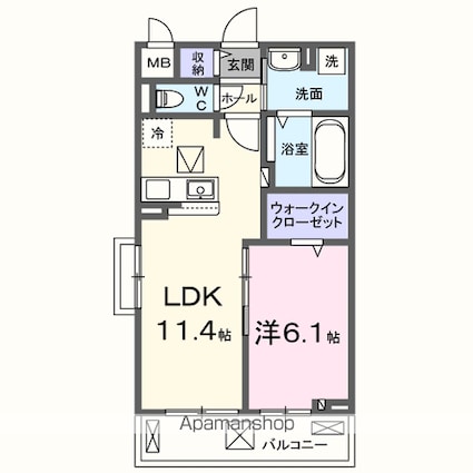 ヴィラバース[1LDK/42.51m2]の間取図