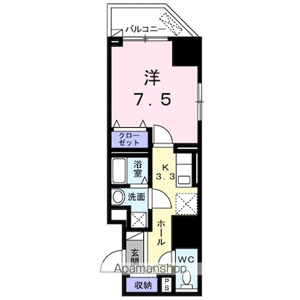 プリムローズ宝町[1K/30.44m2]の間取図