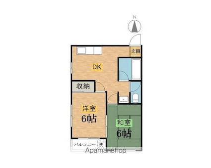 東京都八王子市大和田町１丁目[2DK/36.55m2]の間取図