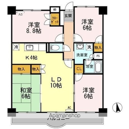 エザンス木之庄Ⅱ[4LDK/85.15m2]の間取図