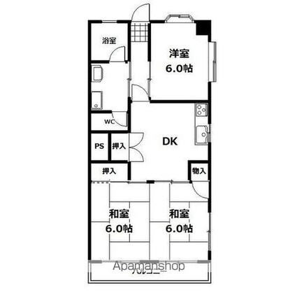 パールレジデンスⅠ[3DK/58m2]の間取図