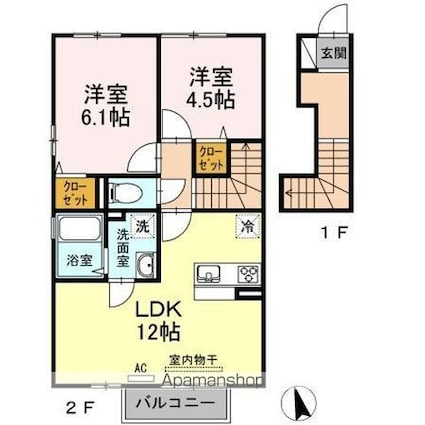 シャインポート屋島Ⅳ　Ａ棟[2LDK/56.15m2]の間取図