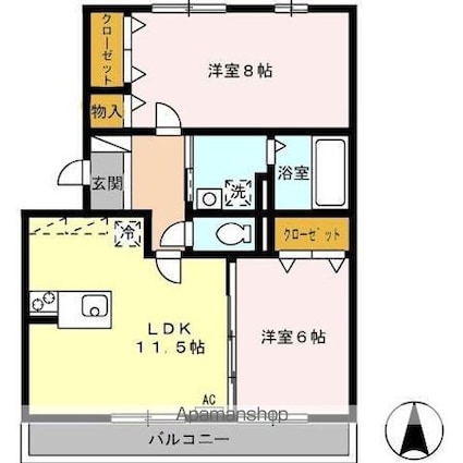 エルドラード清水[2LDK/60.57m2]の間取図