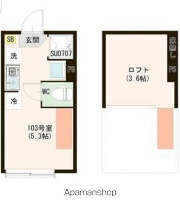 ハーモニーテラス上井草Ⅴ[1R/12m2]の間取図