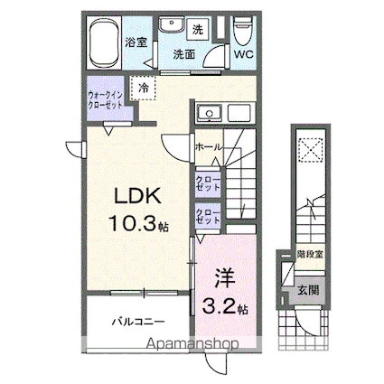 ソルクレストⅡ[1LDK/37.63m2]の間取図