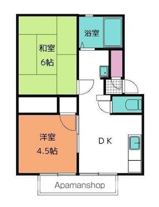 広島県福山市東深津町４丁目[2DK/38.57m2]の間取図