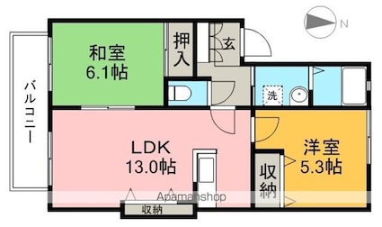 クレール林崎　Ｂ棟[2LDK/54.48m2]の間取図