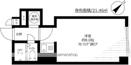 パシフィック乃木坂[1R/21.46m2]の間取図