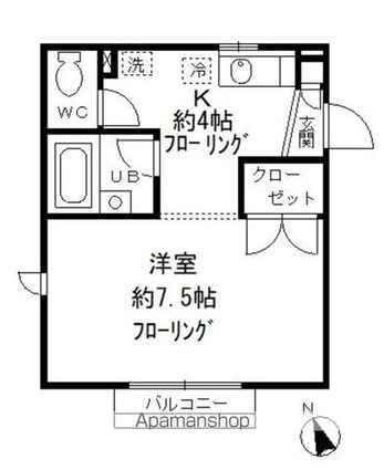 椿館[1K/24.83m2]の間取図