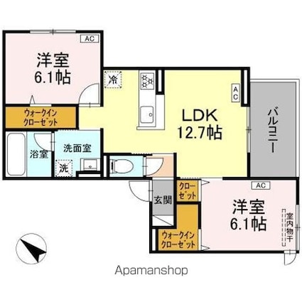 ＶＩＡーＧＲＡＮＤＥ[2LDK/58.17m2]の間取図