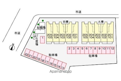レ・セーナ　Ｂ[1R/32.94m2]の配置図