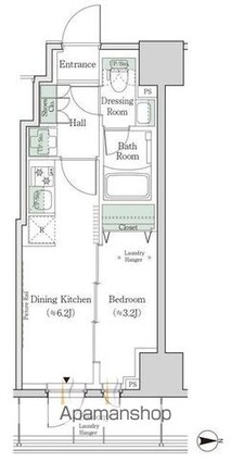 ワンルーフレジデンス新御徒町[1DK/25.23m2]の間取図