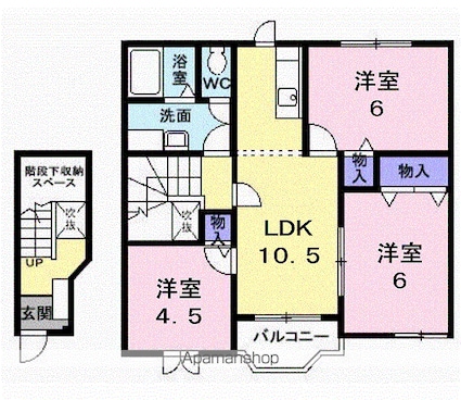 サンライズ　Ｂ棟[3LDK/67.64m2]の間取図