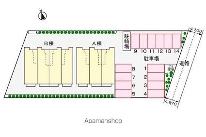ＳＵＮ　ＳＱＵＡＲＥ新地　Ｂ[1LDK/42.37m2]の配置図