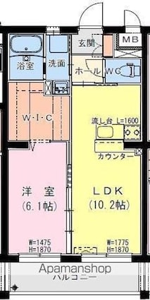 サンテラス・ＴＵＴＯＭＩ[1LDK/41m2]の間取図